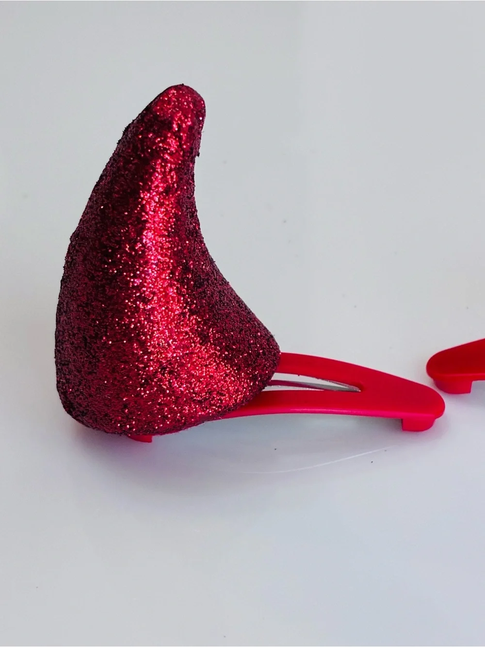 2 pc Pair Glitter Devil Horn Hair Clips Snap Barrettes Halloween